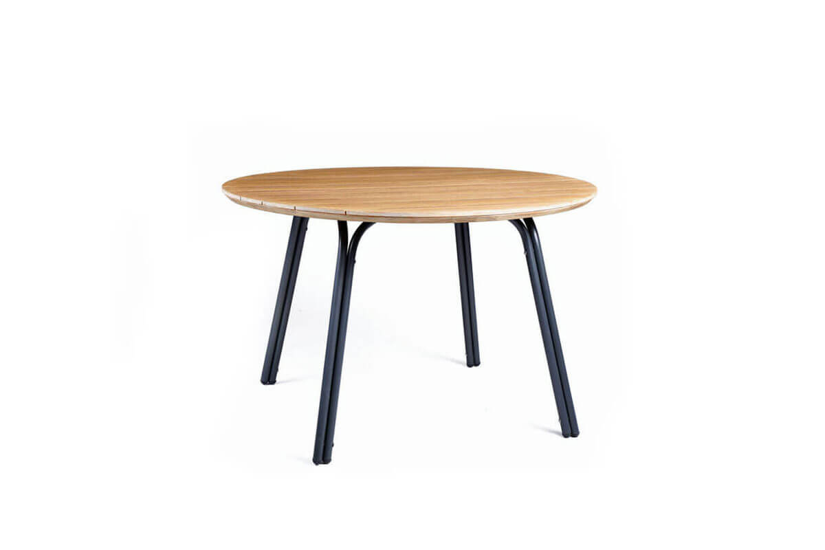 Simi nowoczesny stół ogrodowy z drewna i kamienia - okrągły o średnicy: 120 cm